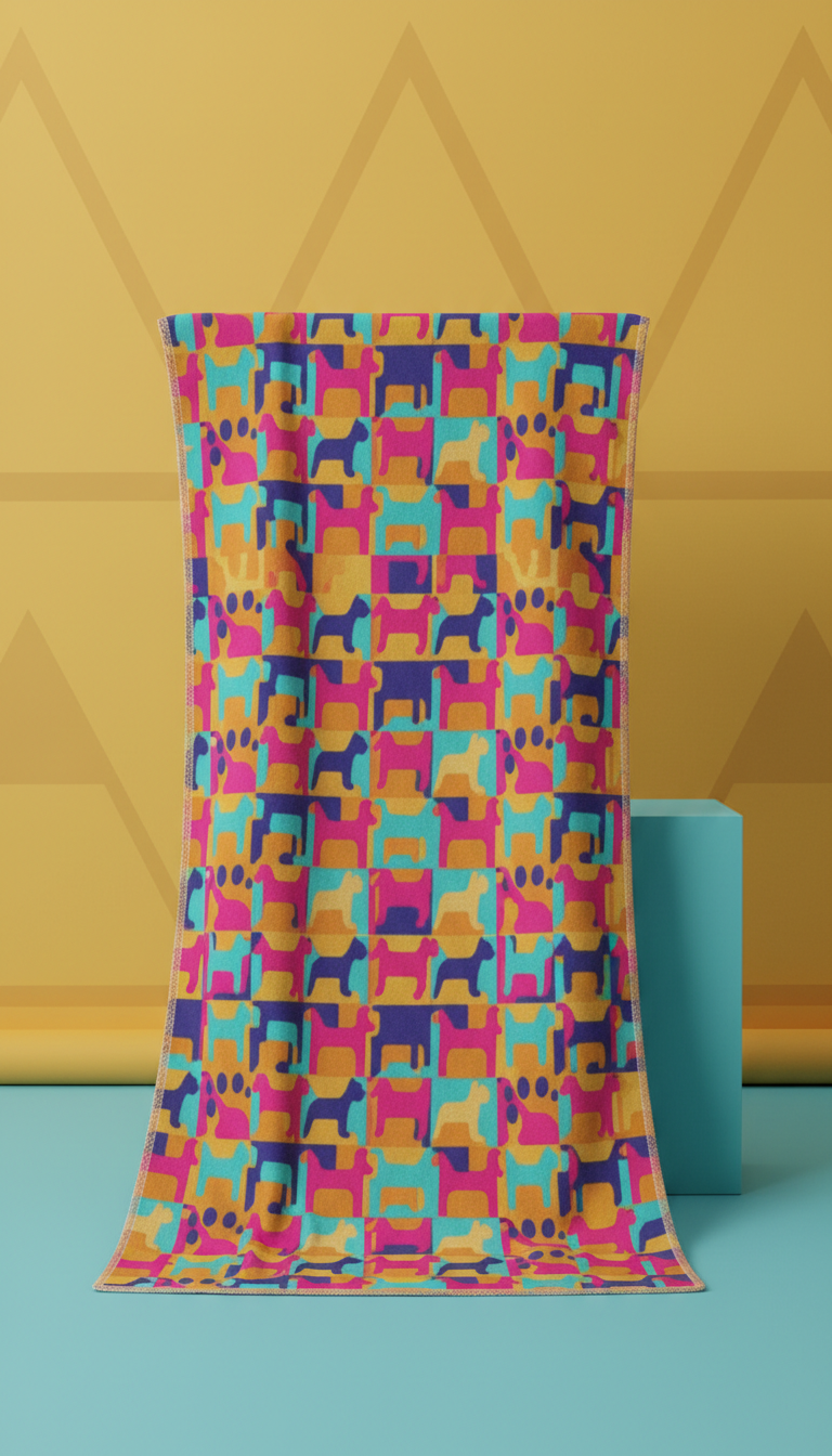 Patterned Throw Blanket with Dog Icons