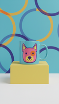 Pool Blue Mug with Graphic Dog Print